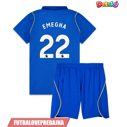 Lacne Dětský Futbalové dres Chelsea Emmanuel Emegha #22 2026-27 Krátky Rukáv - Domáci (+ trenírky)